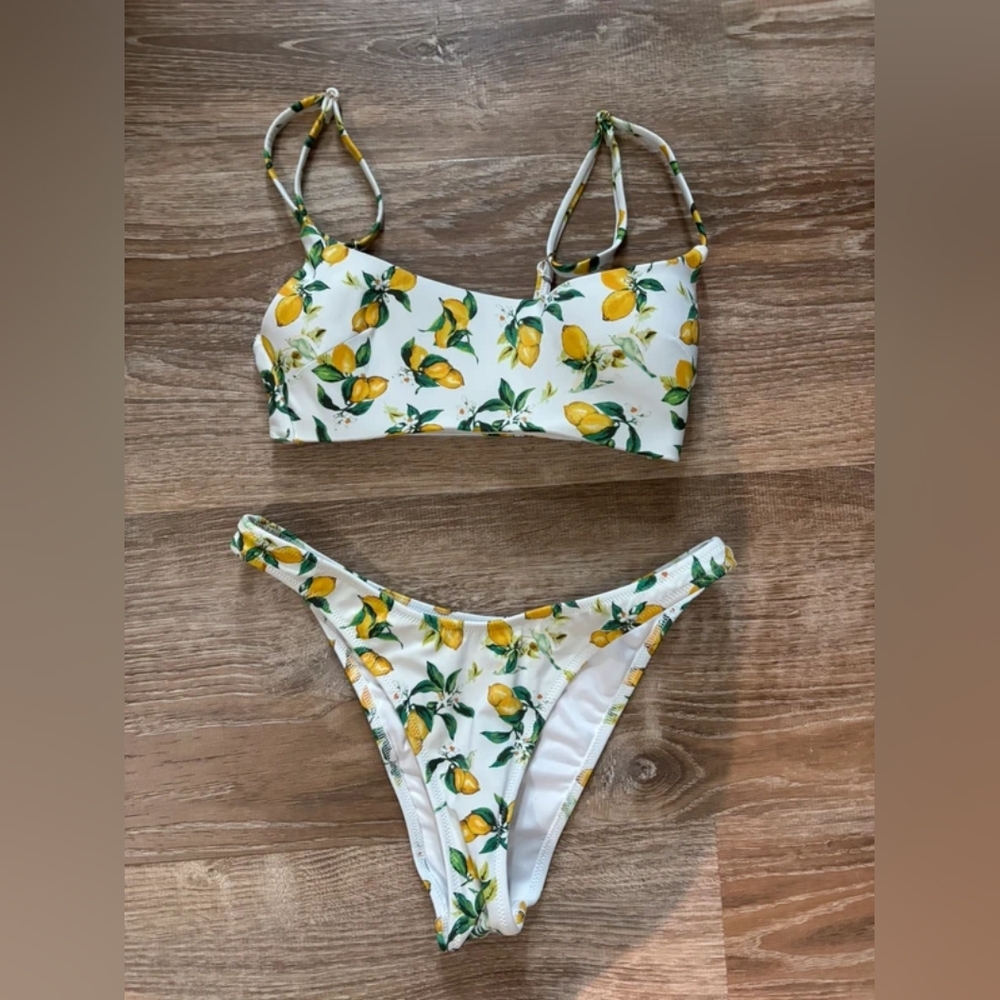 Lemon Print Bikini Set